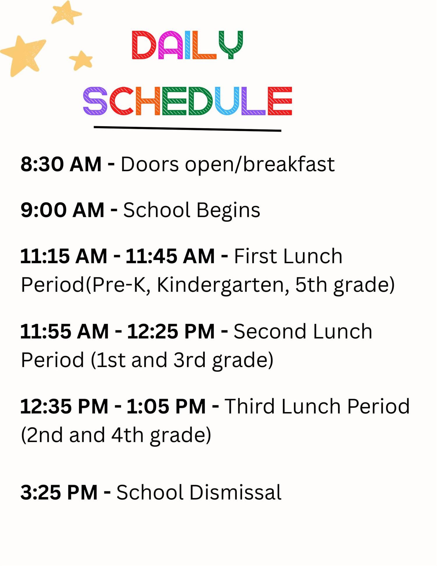 West Broad Daily Schedule